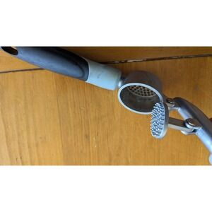 Calphalon Garlic Press Silver Black Grey Ergonomic Soft Grip Handle Metal Mincer